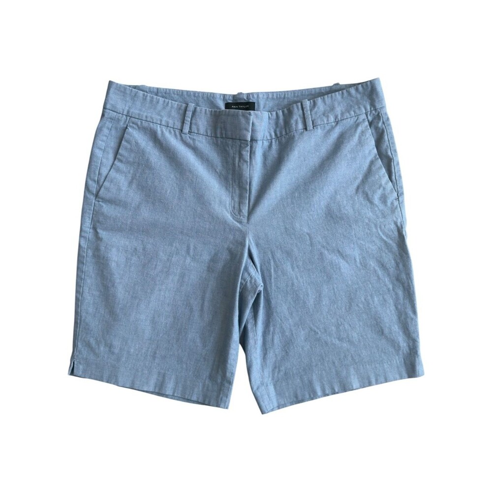 Ann Taylor Chambray Cotton Blend Casual Blue Chambray Shorts. 16. Plus.